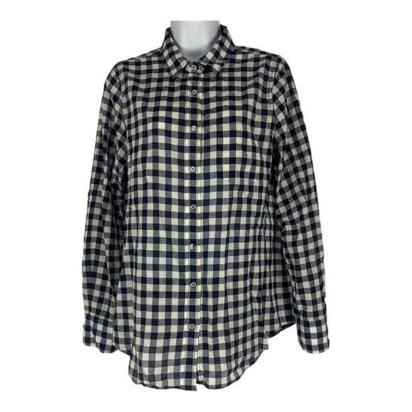 J. Crew Women's Gingham Classic Button Down Boy Fit Shirt Size Medium - Picture 1 of 7